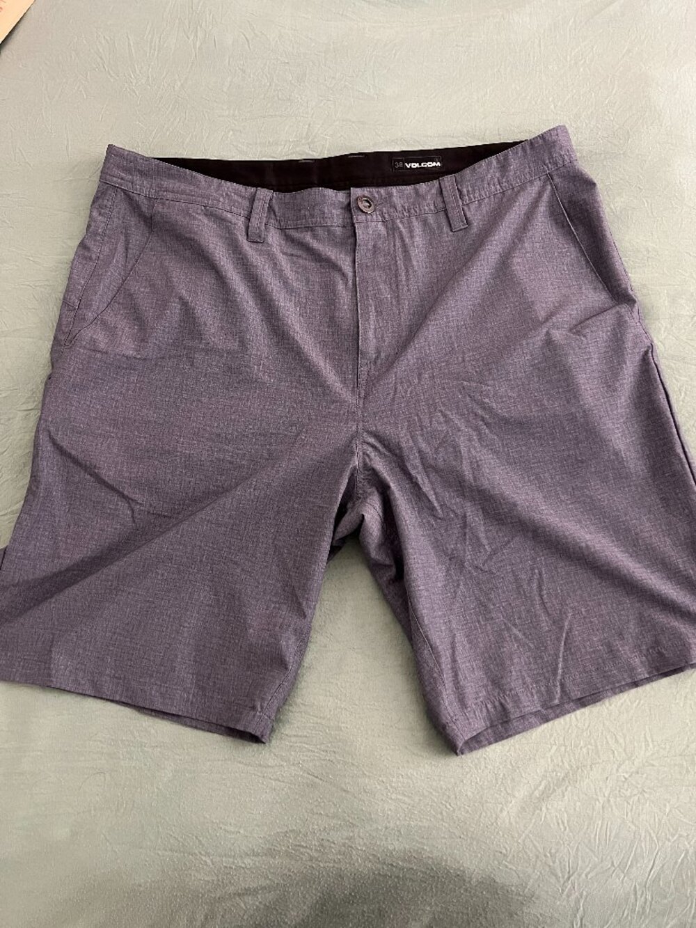 Volcom Hybrid Chino Shorts Mens 38 Gray Heather Stretch Golf Casual Walk Shorts
